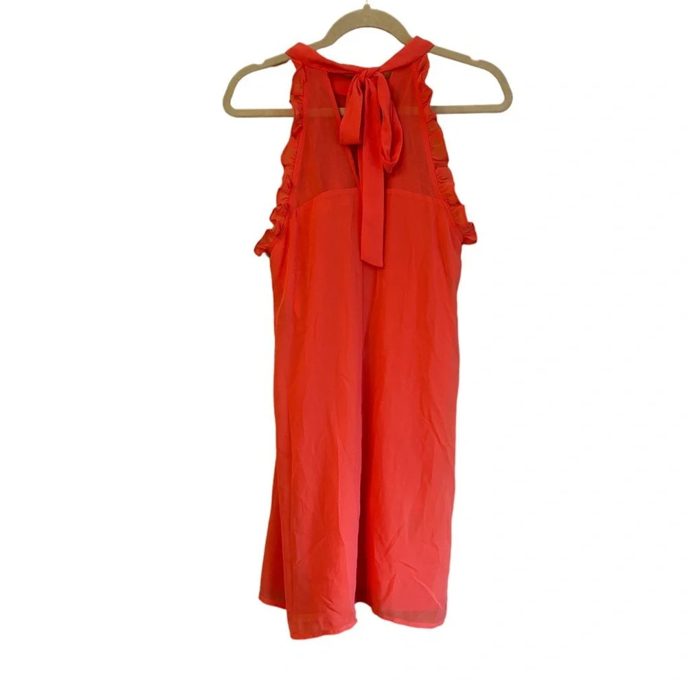 BCBGENERATION CORAL RUFFLE HIGH NECK DRESS - Picture 2 of 4